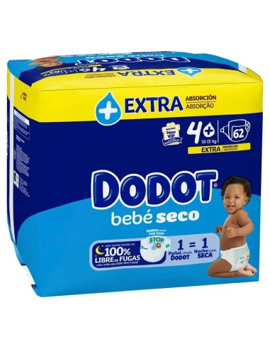 Dodot Bebé Seco Pañal Talla 4 (10-15kg), 62 unidades