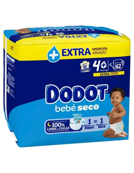 Dodot Bebé Seco Pañal Talla 4 (10-15kg), 62 unidades