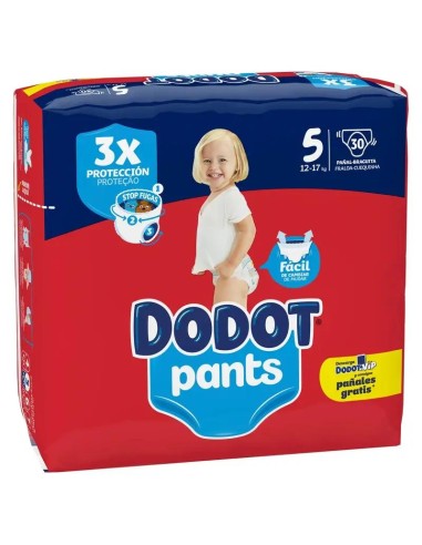 Dodot Pants Pañal Braguita Talla 5 (12-17 Kg), 30 unidades