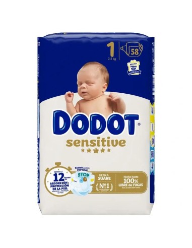Dodot Sensitive Pañal Recien Nacido Talla 1 ( 2-5 Kg), 44 Unidades