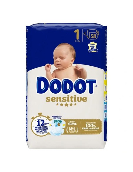 Dodot Sensitive Pañal Recien Nacido Talla 1 ( 2-5 Kg), 44 Unidades