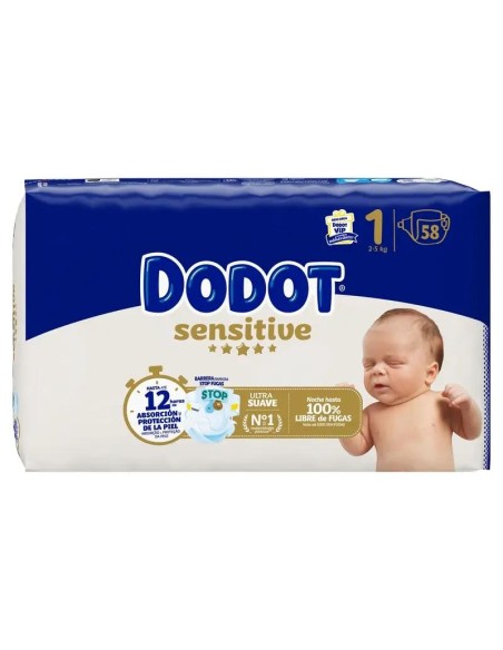 Dodot Sensitive Pañal Recien Nacido Talla 1 ( 2-5 Kg), 44 Unidades