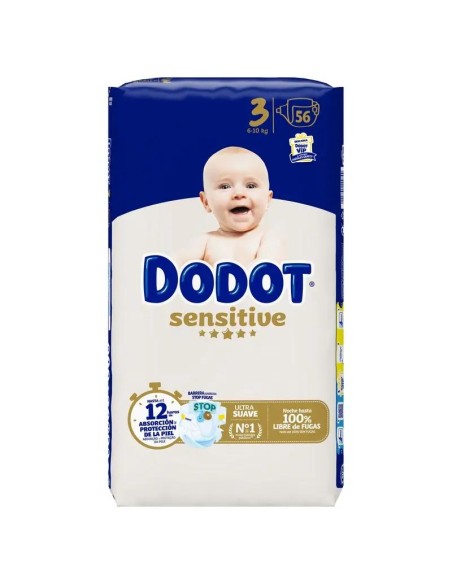 Dodot Sensitive Pañal Talla 3 (6-10 Kg), 56 Unidades
