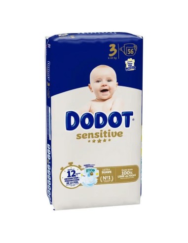 Dodot Sensitive Pañal Talla 3 (6-10 Kg), 56 Unidades