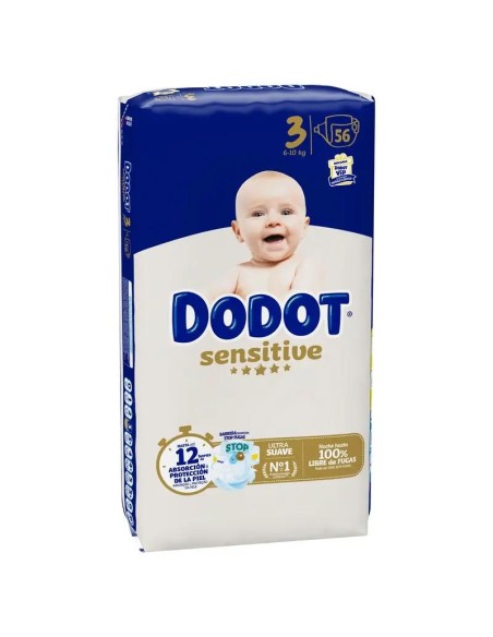 Dodot Sensitive Pañal Talla 3 (6-10 Kg), 56 Unidades