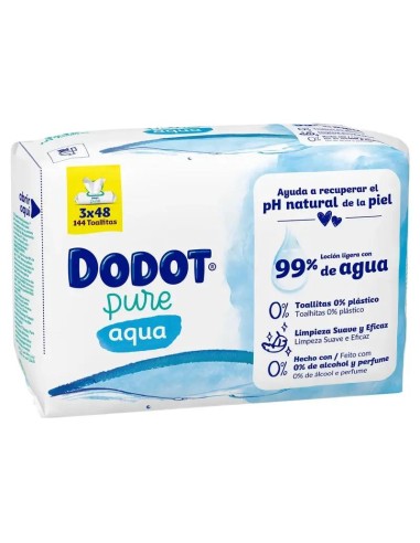Dodot Toallitas Aqua Plastic Free 3x48, 144 Unidades