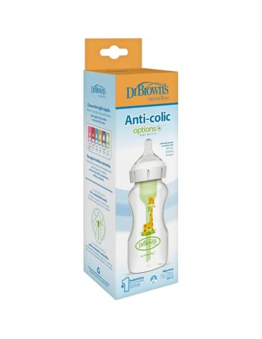 Dr. Brown's Biberón Boca Ancha Jirafa PP Options + Tetina Nº2, 270 ml