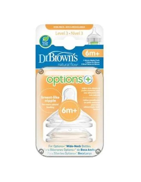 Dr. Brown´S Tetina Options B/Ancha Sili Redon N3 +6M 2Un