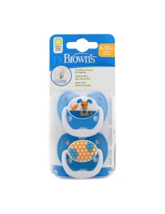 Dr.Brown's Chupete Prevent Classic Animal Faces T2 6-18 Meses Niño, 2 unidades
