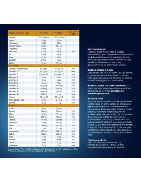 Ensure Nutrivigor Batido de Chocolate, 4x220 ml
