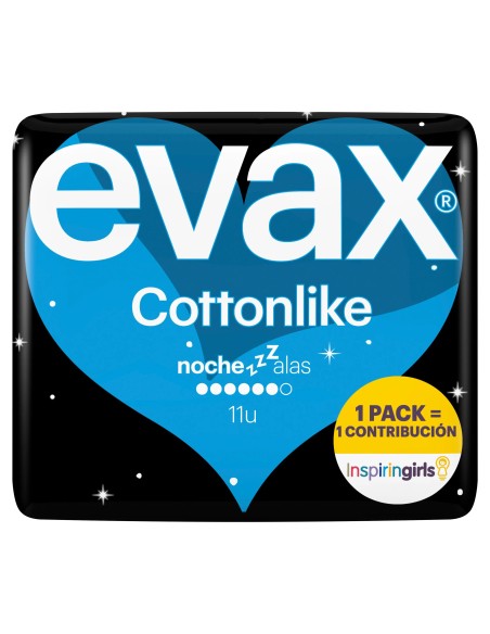 Evax Cottonlike Compresas Noche Con Alas, 11 unidades