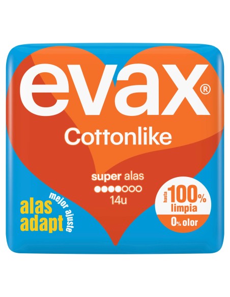 Evax Cottonlike Compresas Super Con Alas, 14 unidades