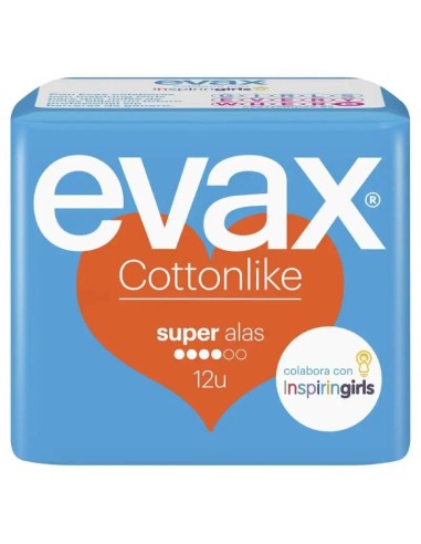 Evax Cottonlike Super Compresas con Alas 12 Unidades