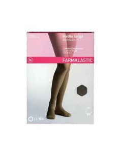 Farmalastic Media Larga Blonda Compresión Normal Negro, Talla Reina Plus, Unidad