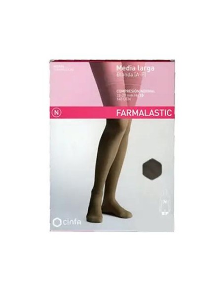 Farmalastic Media Larga Blonda Compresión Normal Negro, Talla Reina Plus, Unidad