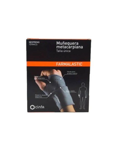 Farmalastic Muñequera Metacarpiana Neopreno Gris, Talla Unica