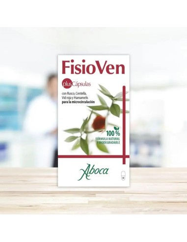 Aboca Fisioven Cápsulas Favorece La Microcirculación De Las Piernas, Con Rusco, Centella, Vid Roja Y Hammelis, 50 capsulas