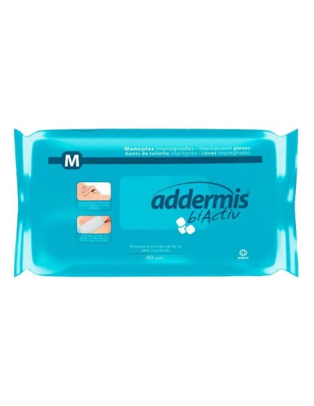 Addermis Biactiv Manopla Enjabonada Cuidado Lavado Corporal, 40 unidades