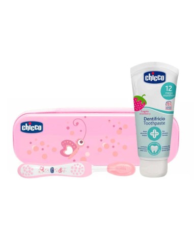 Chicco Set Rosa Cepillo y Pasta con Flúor a Partir de 1 Año