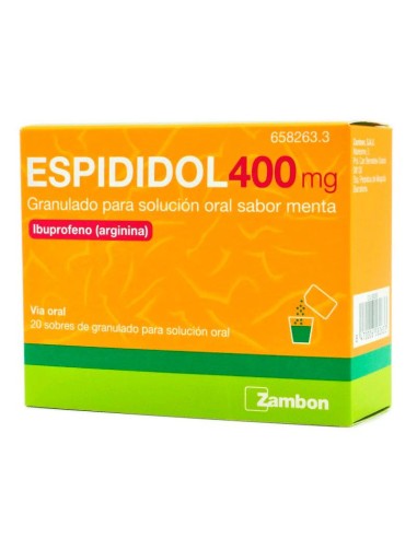 Espididol 400 mg Granulado Para Solucion Oral Sabor Menta, 20 sobres